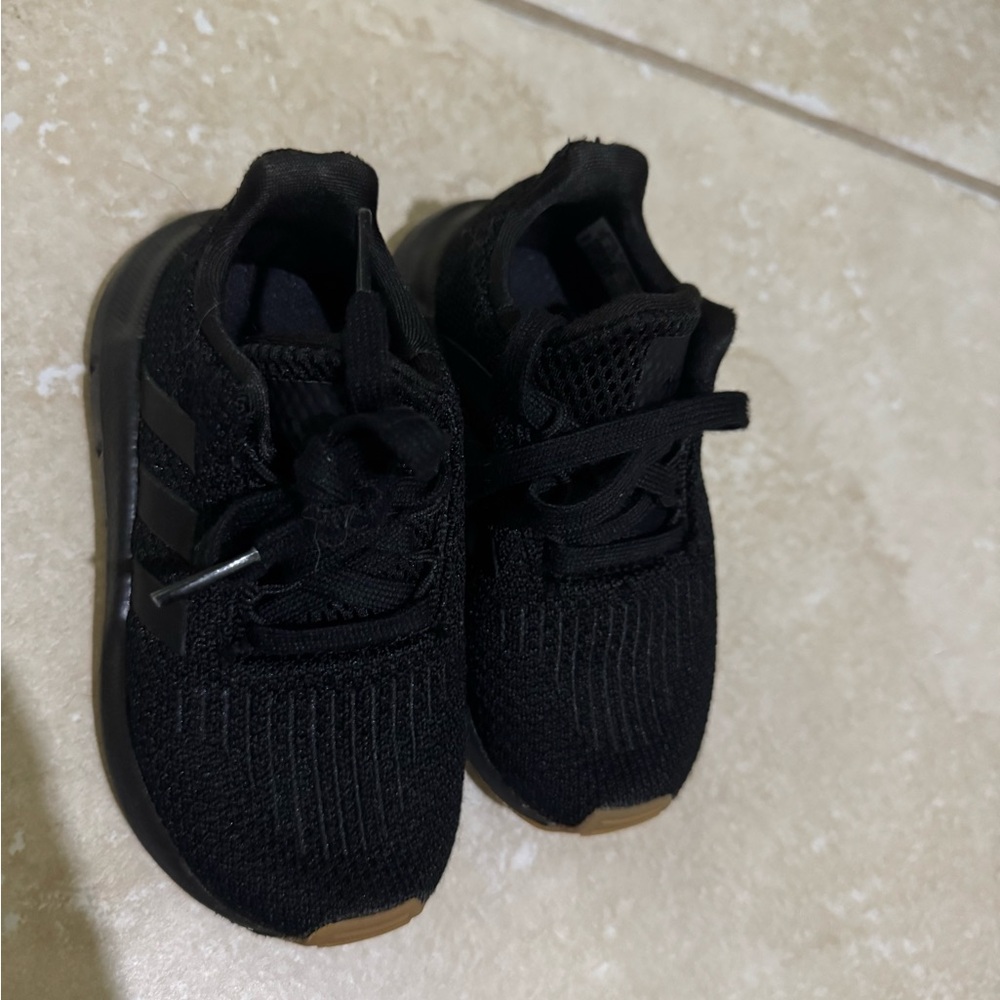 Adidas Kids Black and Tan Sneakers